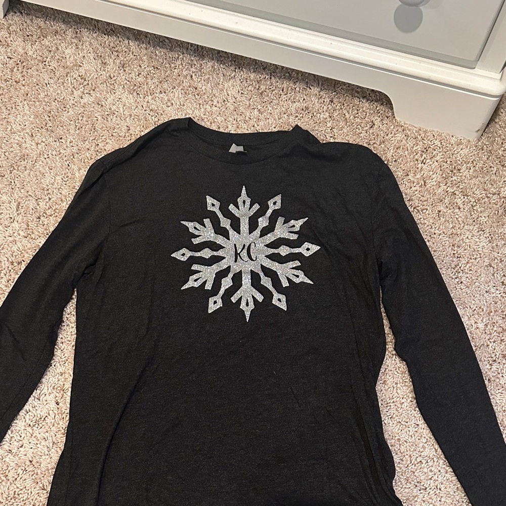 Next Level Apparel Charcoal Shirt with Glitter Snowflake Design Kansas City